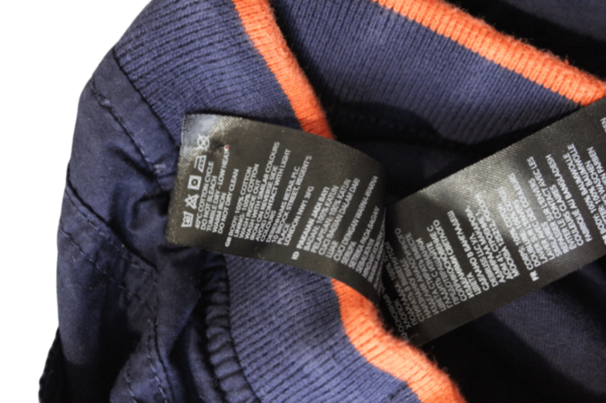 bluezoo Pants, Navy blue with orange trim, 2-3