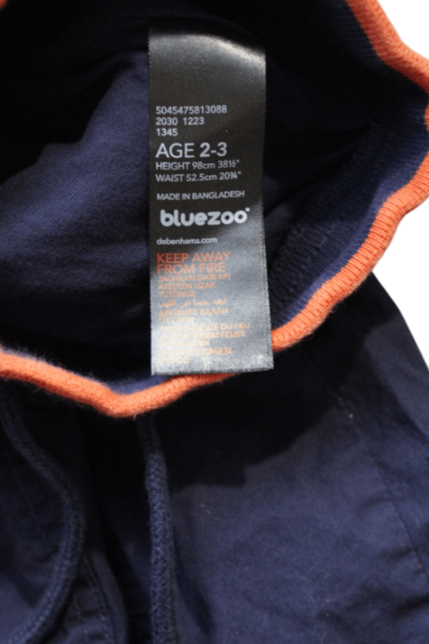 bluezoo Pants, Navy blue with orange trim, 2-3