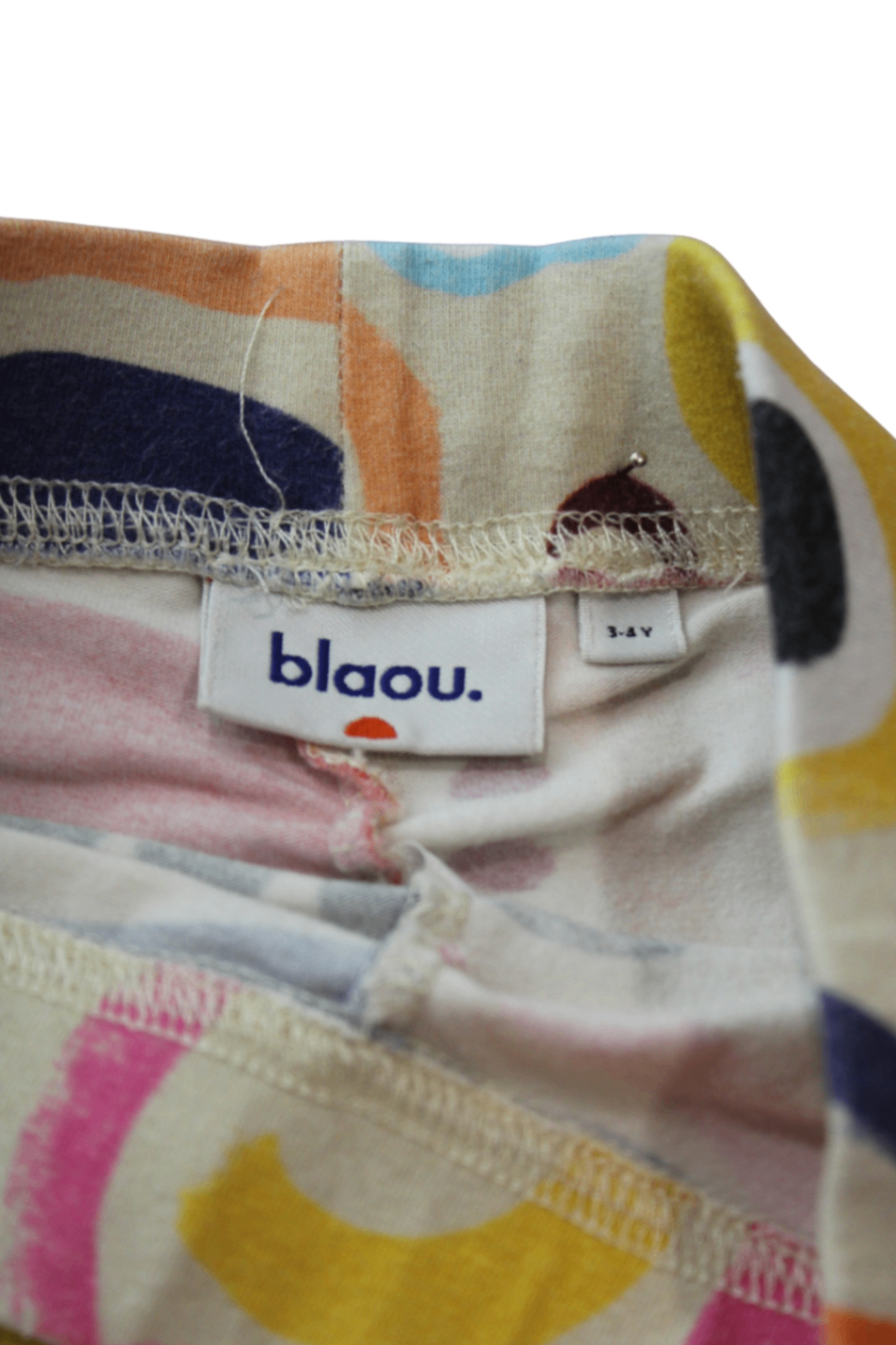 blaou. Knit Leggings, Cream with multicolour print, 3-4Y