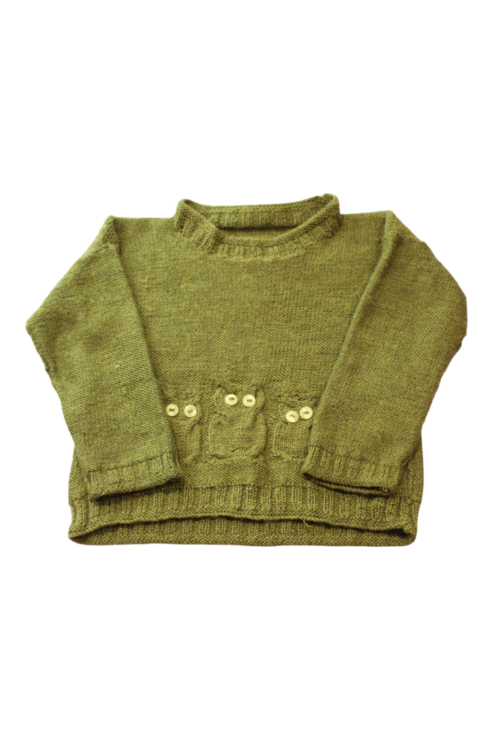Handknit Jumper, Olive green, 4