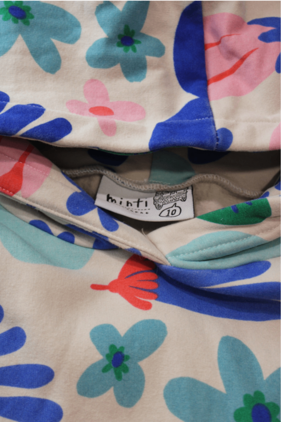 Minti Hoodie, Cream with multicolour floral print, 10