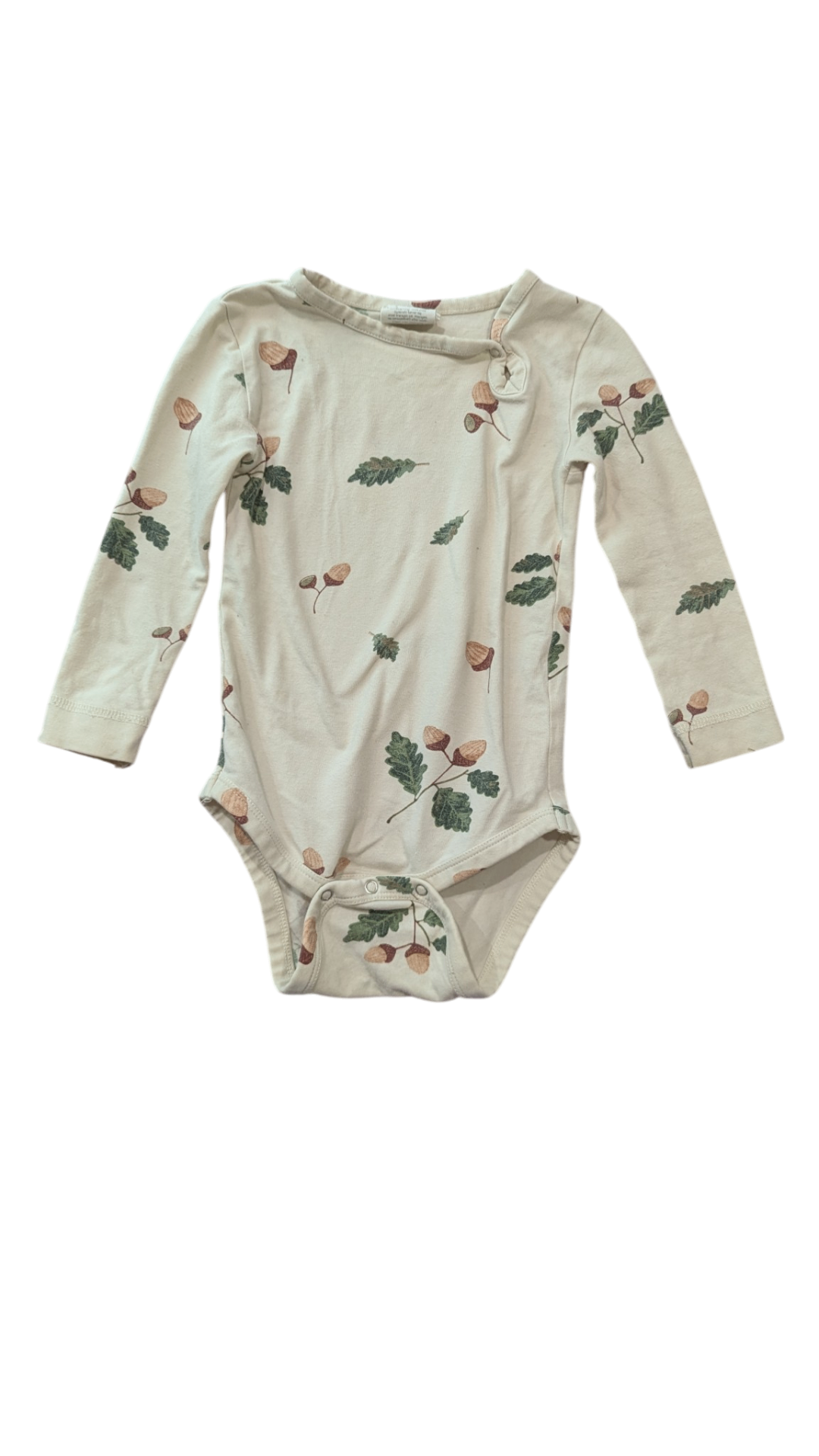 Petit Piao Bodysuit, Cream with green and brown print, 80