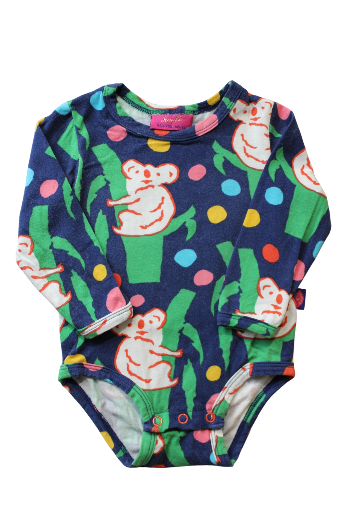 Halcyon Nights x Jenny Kee Bodysuit, Navy blue with multicolour print, 00