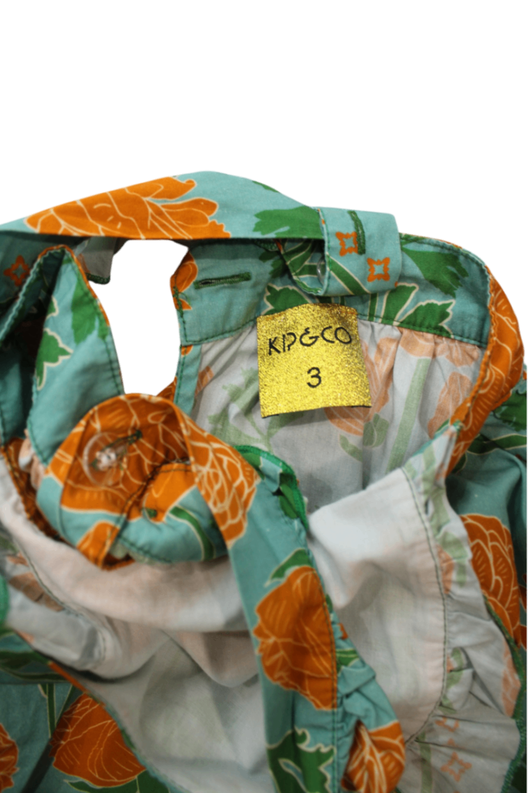 Kip&Co Dress, Mint green with orange and green floral print, 3