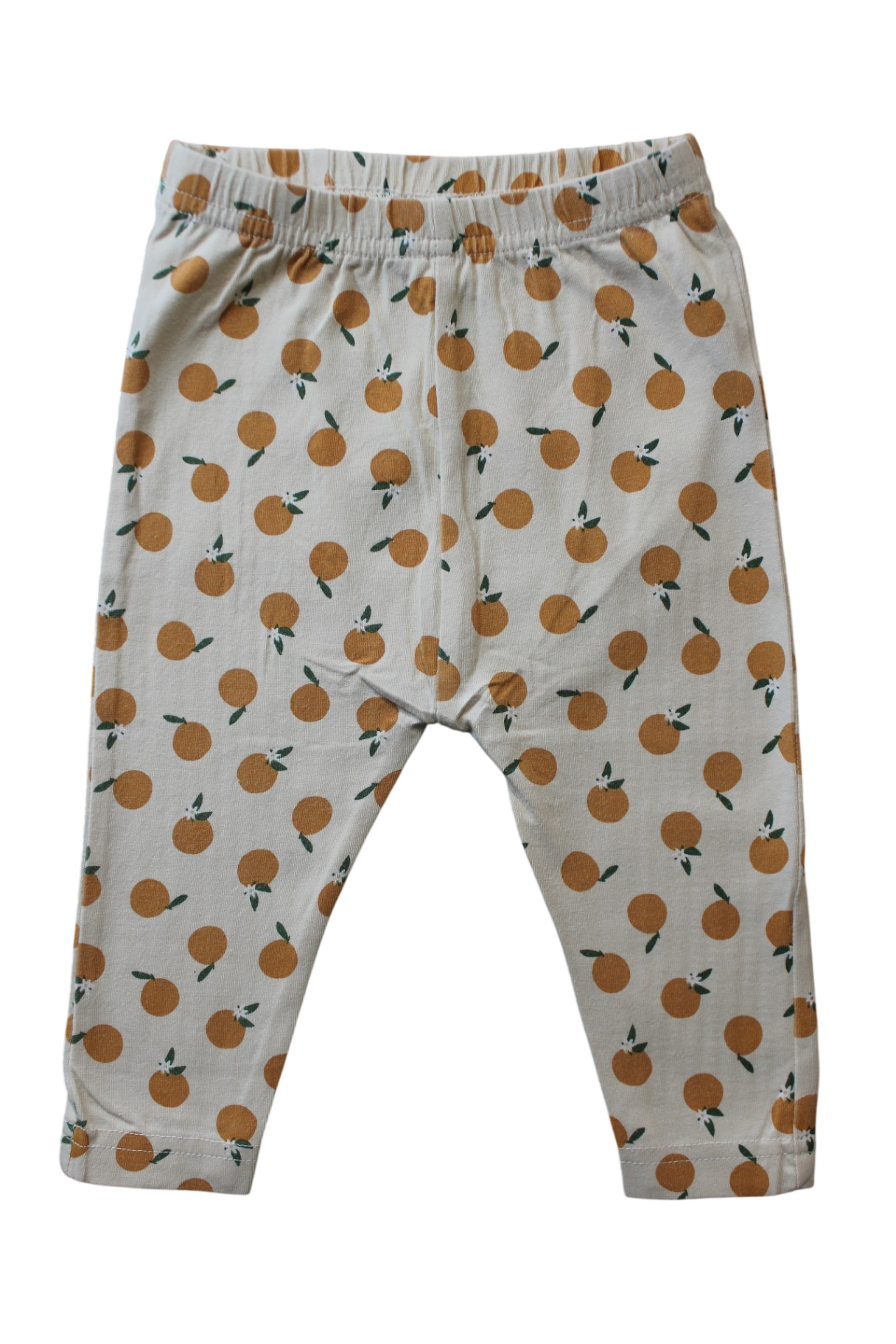 Nature Baby Leggings, Cream/orange print, 0