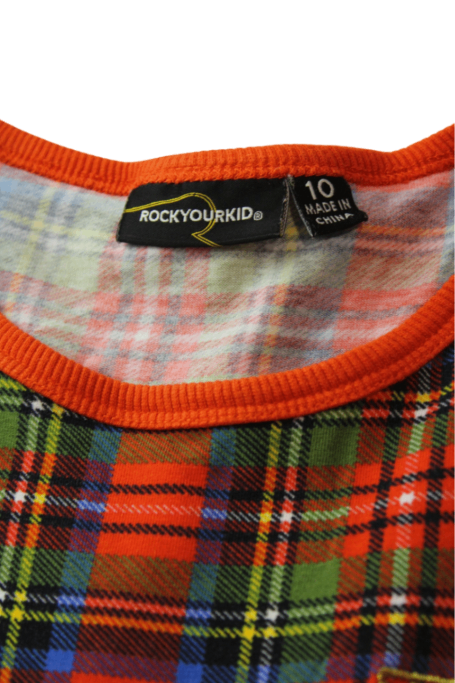 Rock Your Kid Dress, Orange Multicolour Plaid, 10