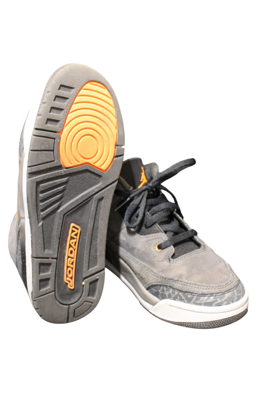 Jordan Shoes, Grey, black, orange and white, US 3Y