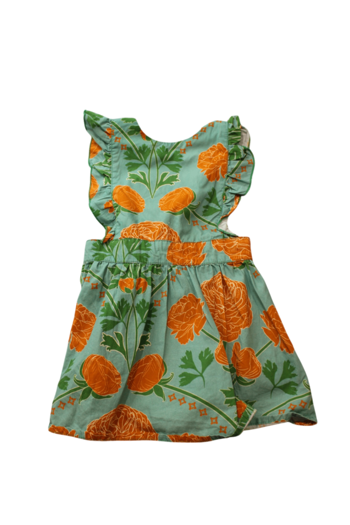 Kip&Co Dress, Mint green with orange and green floral print, 3