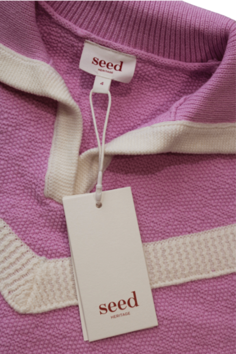 Seed Heritage Jumper, Pink and Cream, 4