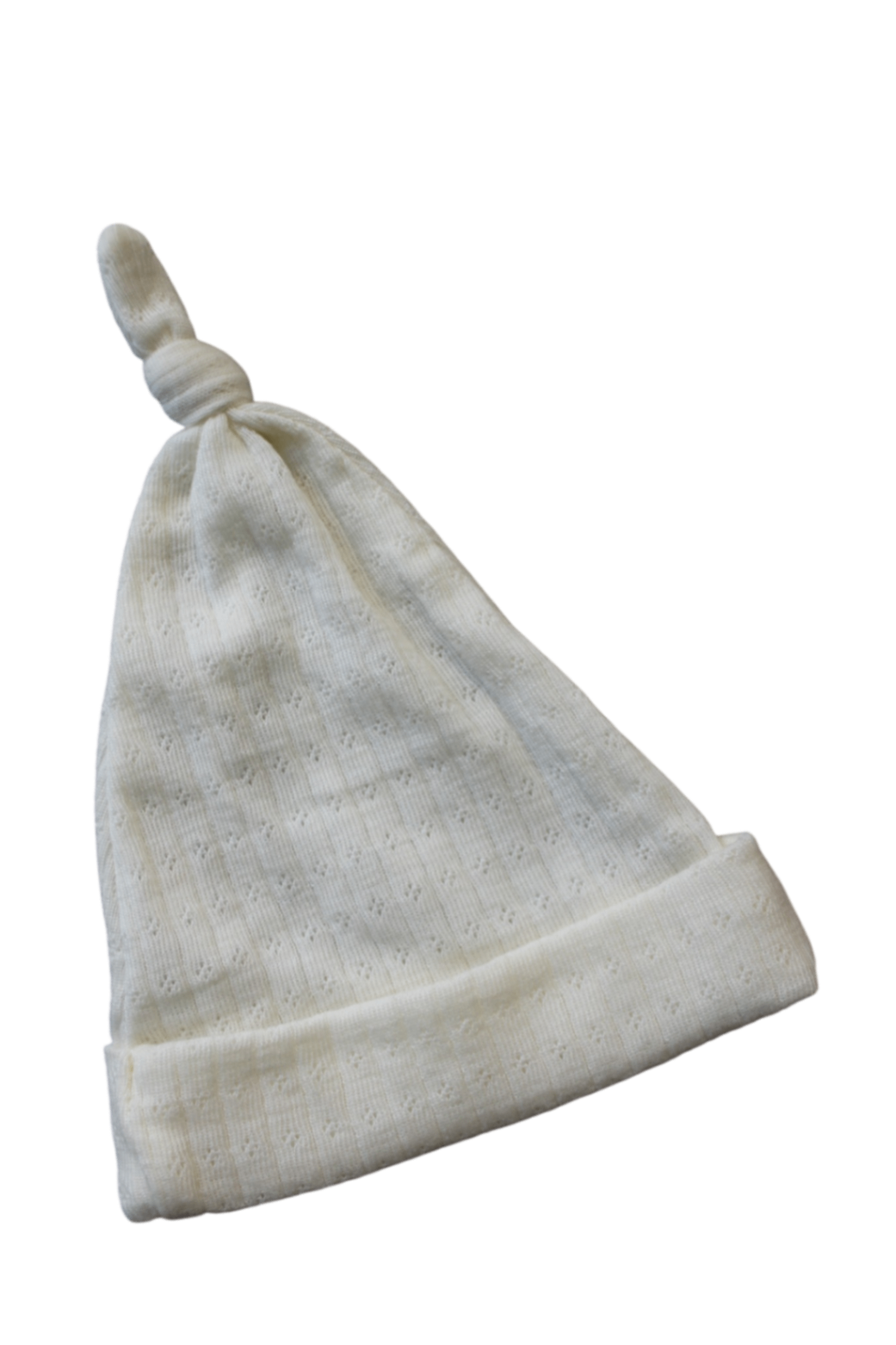 Nature Baby Beanie, Cream pointelle, 0-6m
