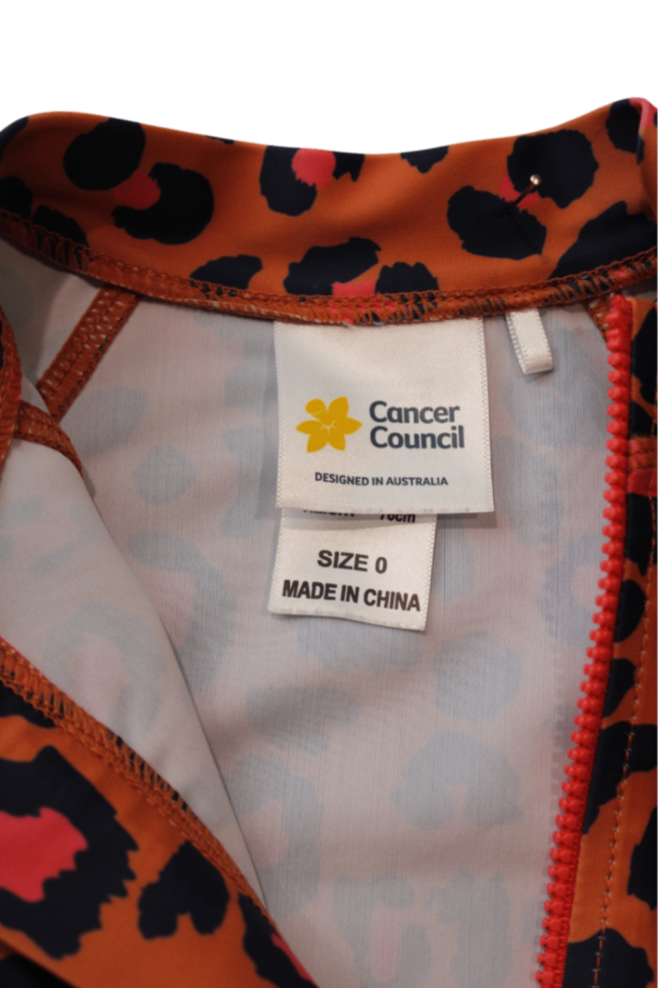 Cancer Council Sunsuit, Orange, black and pink, 0