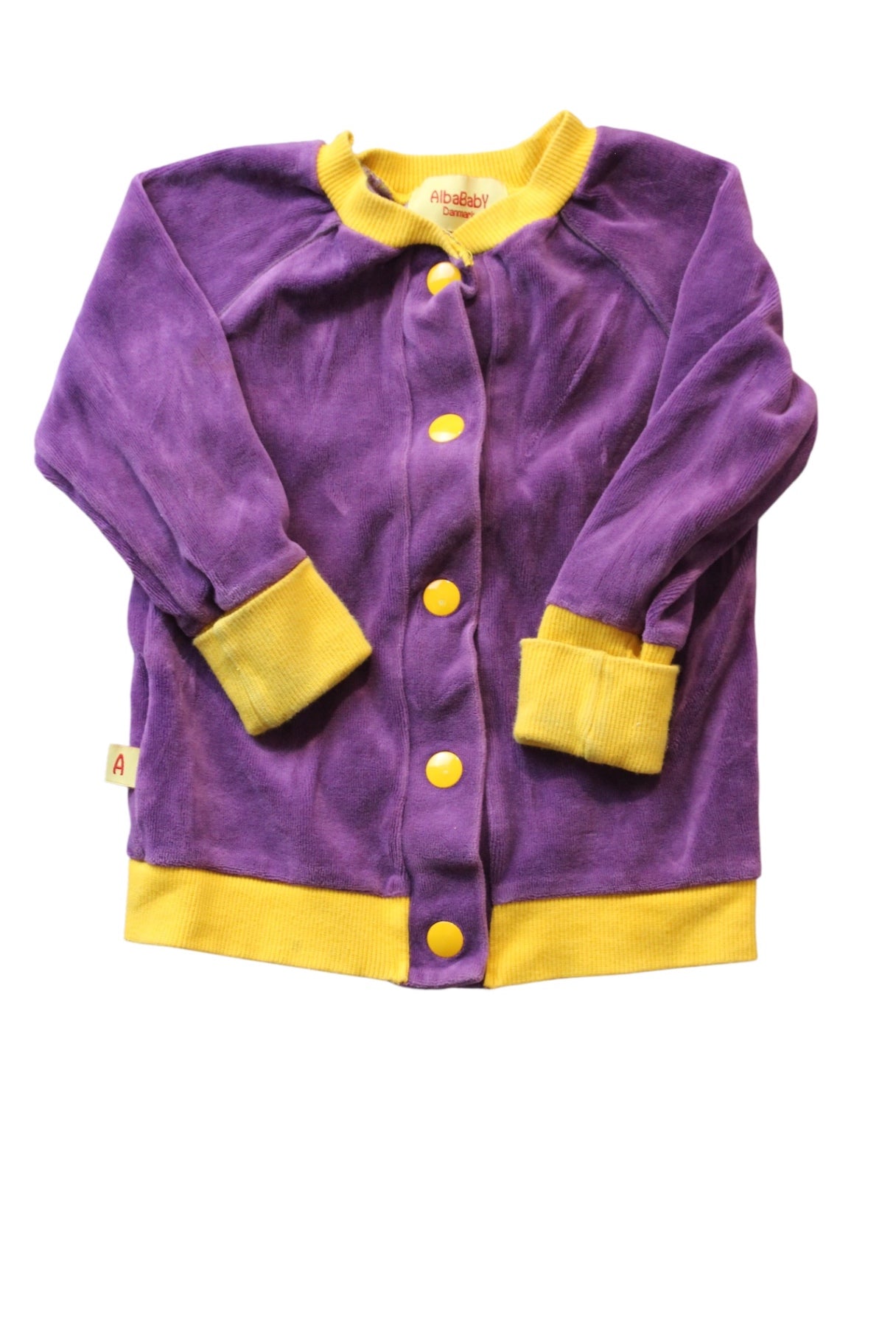 AlbaBaby Cardigan, Purple and Yellow, 86