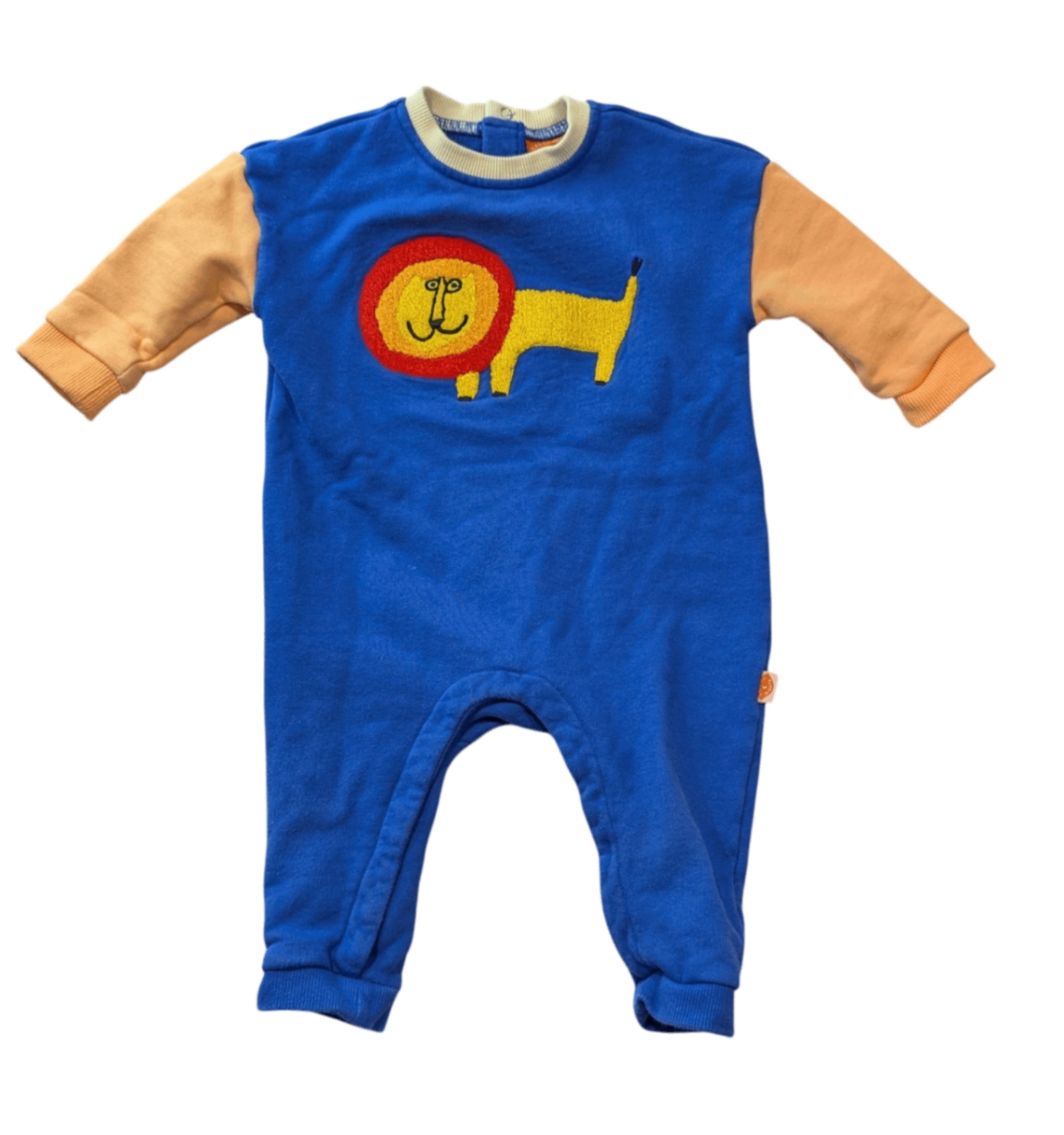 Halcyon Nights Jumpsuit, Blue/Peach, Lion Bouncle Applique, 1