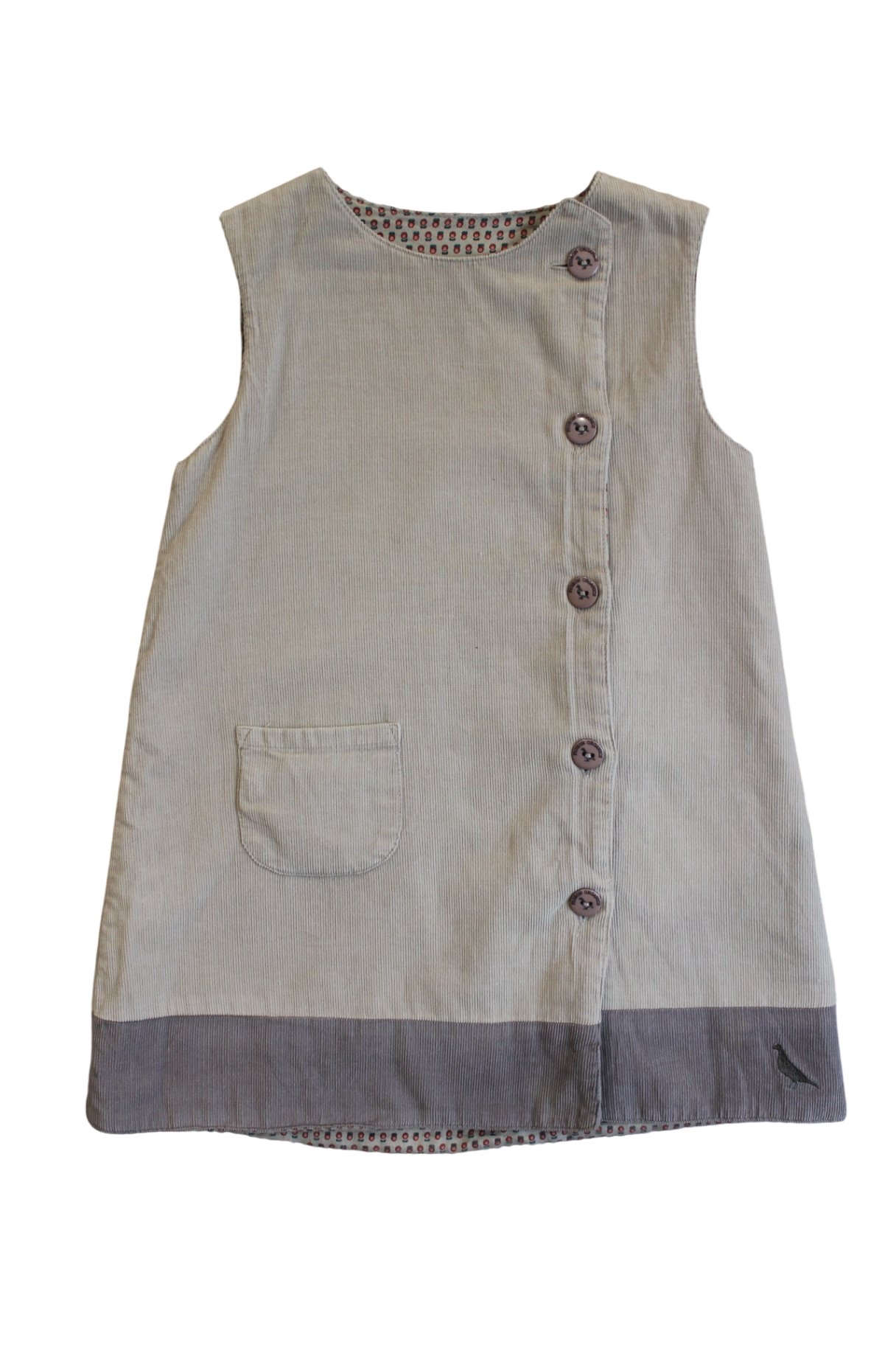 Pigeon Organics Dress, Beige/Grey with Patterned Lining,