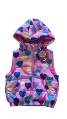 Little Princess Highway Puffer Vest, Pink with multicoloured hearts, 3