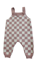Seed Knit Overalls, Pink and white, 000