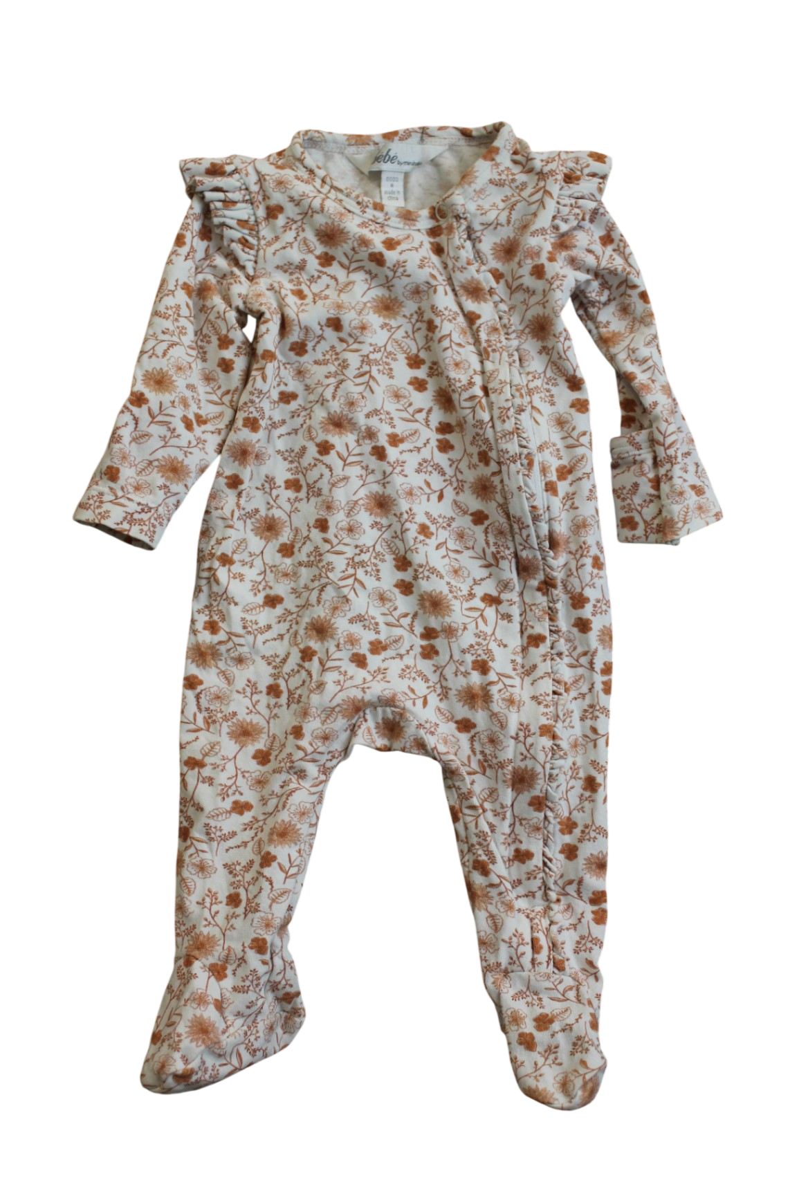 Bebe Jumpsuit, Cream and Brown, 0000