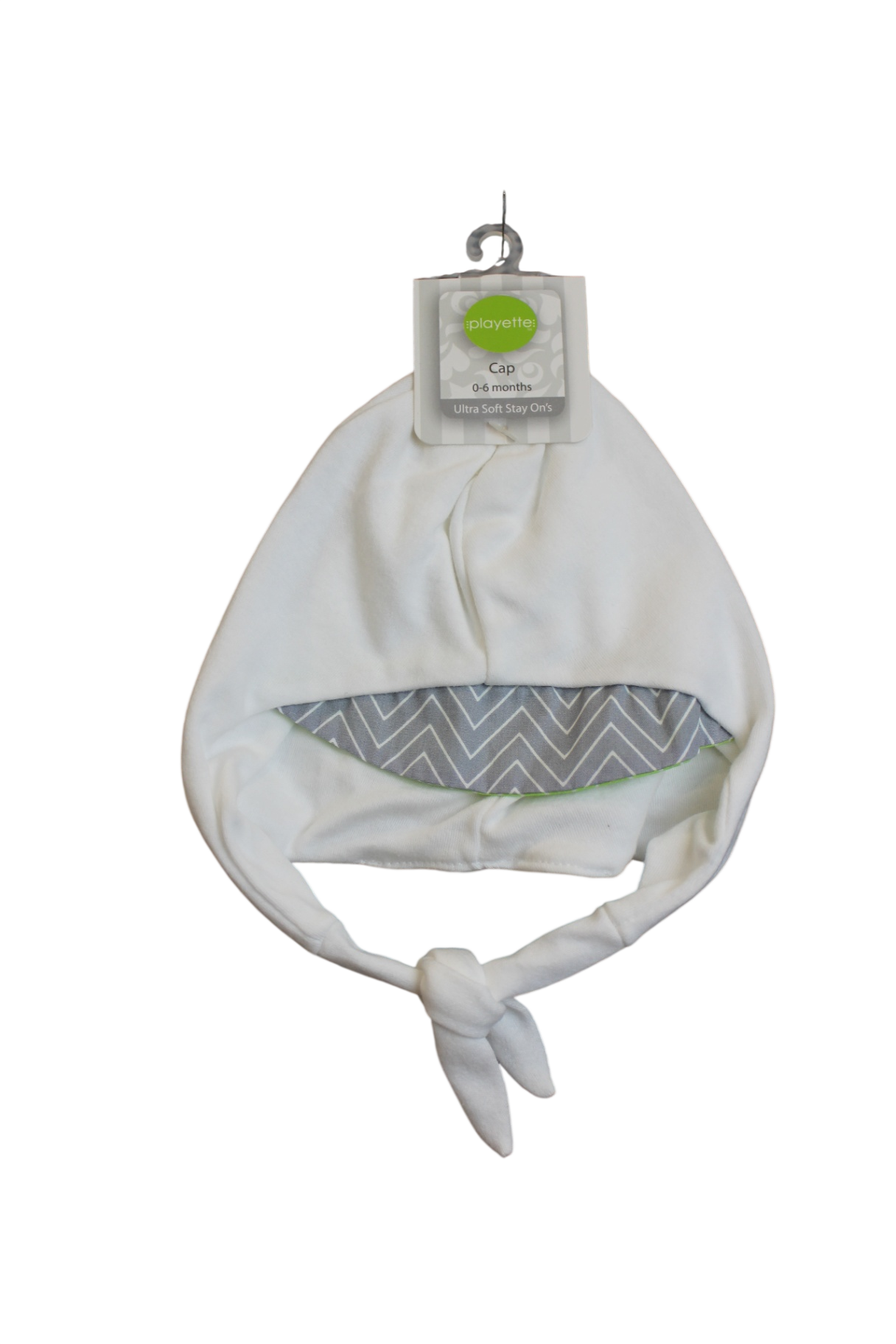 Playette Baby Hat, White, 0-6m