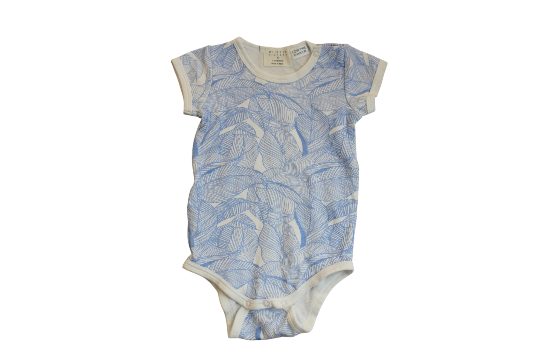 Wilson & Frenchy Bodiesuit, White and Blue print, 0