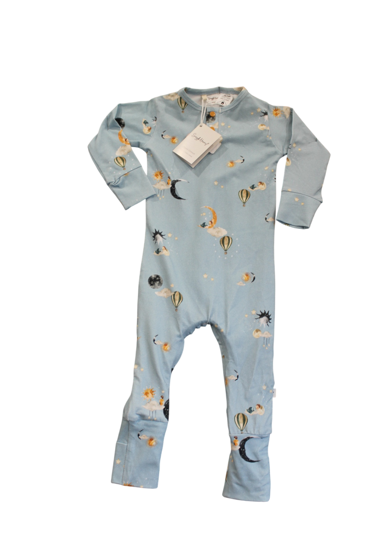 Snuggle Hunny Jumpsuit, Light blue with Moon print, 0