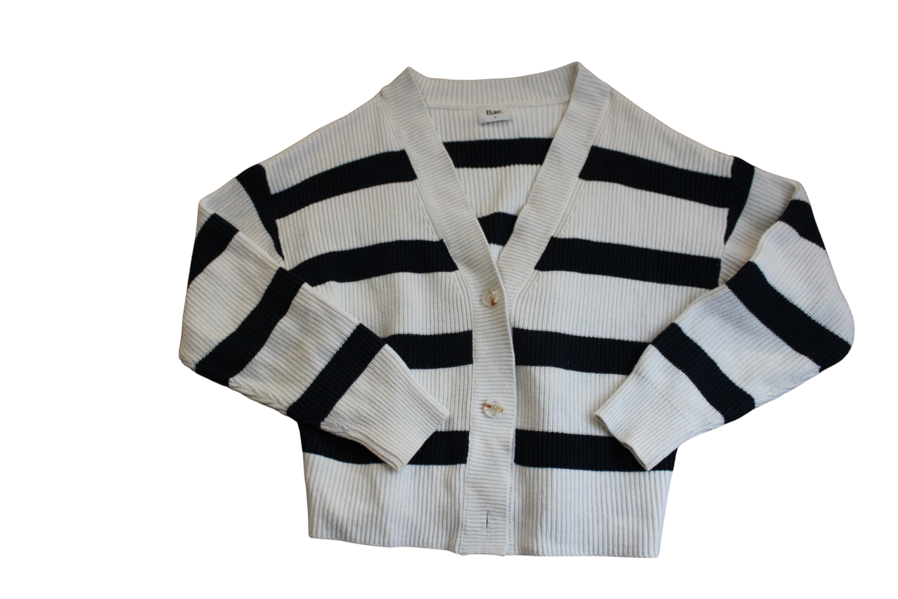 Bae Cardigan, Cream and black stripe, M