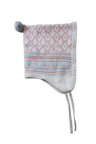 Purebaby Hat, Grey and white with pink and blue accents, 1-2