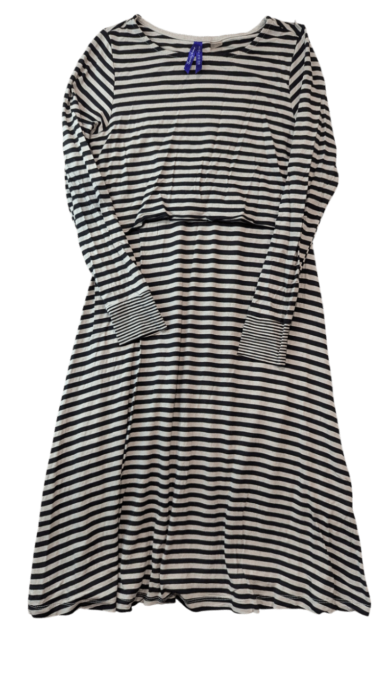Seraphine Nursing Dress, Black and Grey, Small/10