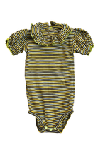 Misha & Puff Bodysuit, Yellow/blue/brown striped, 0