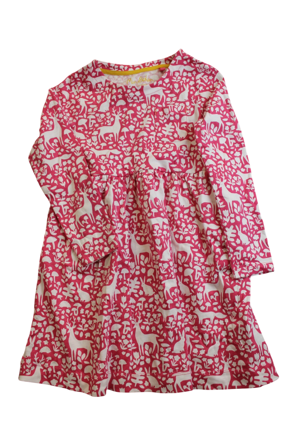 Mini Boden Dress, Pink and White, 5-6