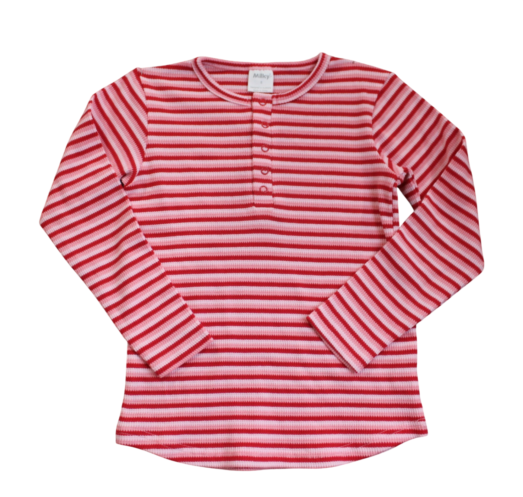 Milky Long-Sleeve T-Shirt, Red/pink stripe, 5