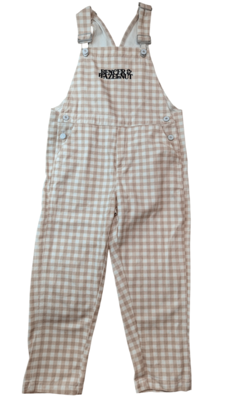 Bencer & Hazelnut Dungarees, Beige and white checkered, 5