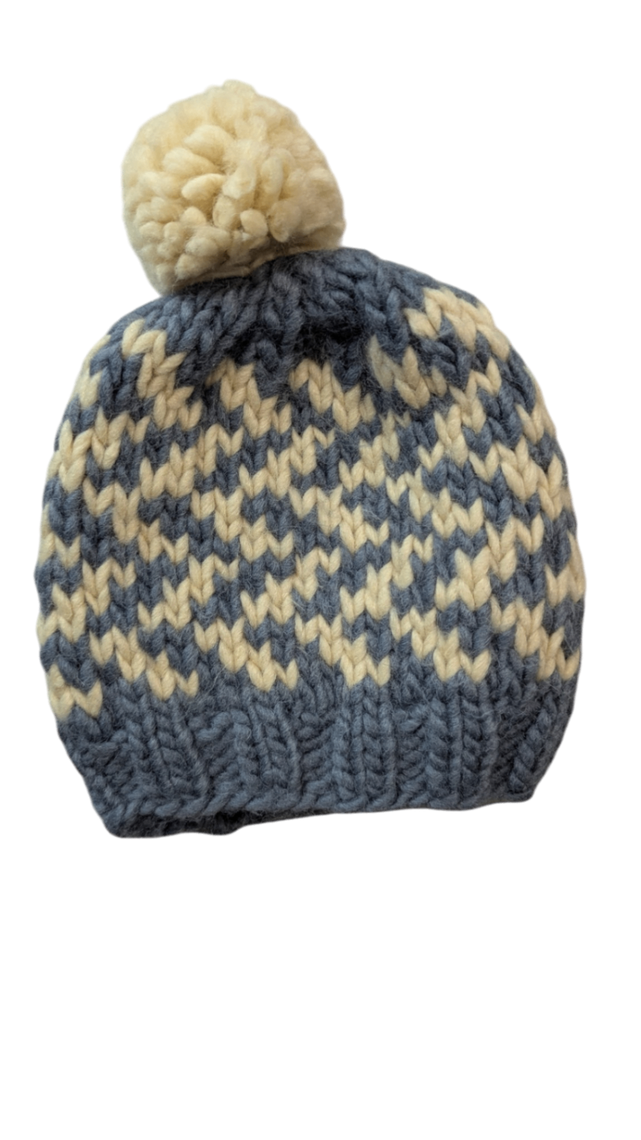 Acorn Beanie, Blue and Cream, 1-2