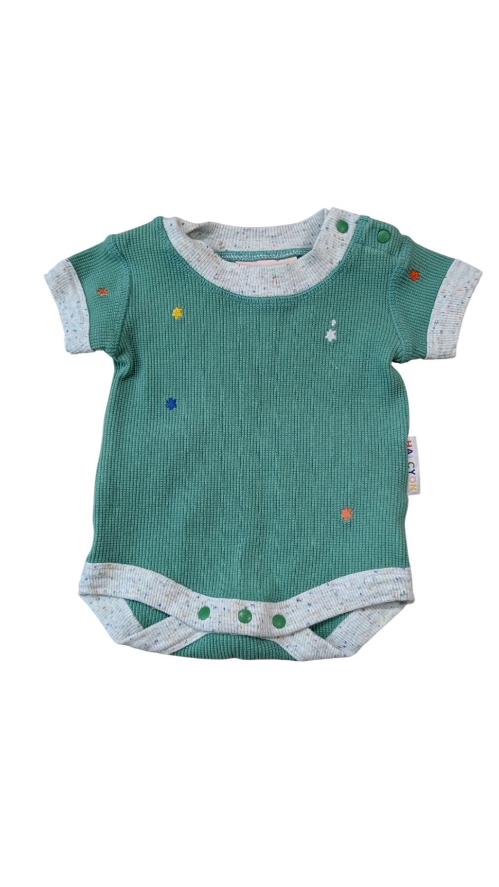 Halcyon Nights Bodysuit, Aqua green with multicolour dots, 000