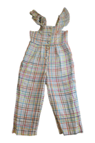 Kip&Co Playsuitt, White with multi-colored plaid pattern, 4