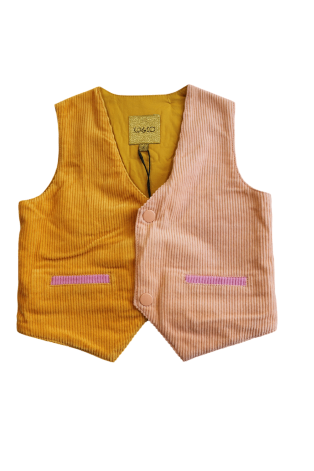 Kip&Co Vest, Yellow and Pink, 2