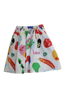 Gorman Playground Skirt, White with multicolour prints, 5-6
