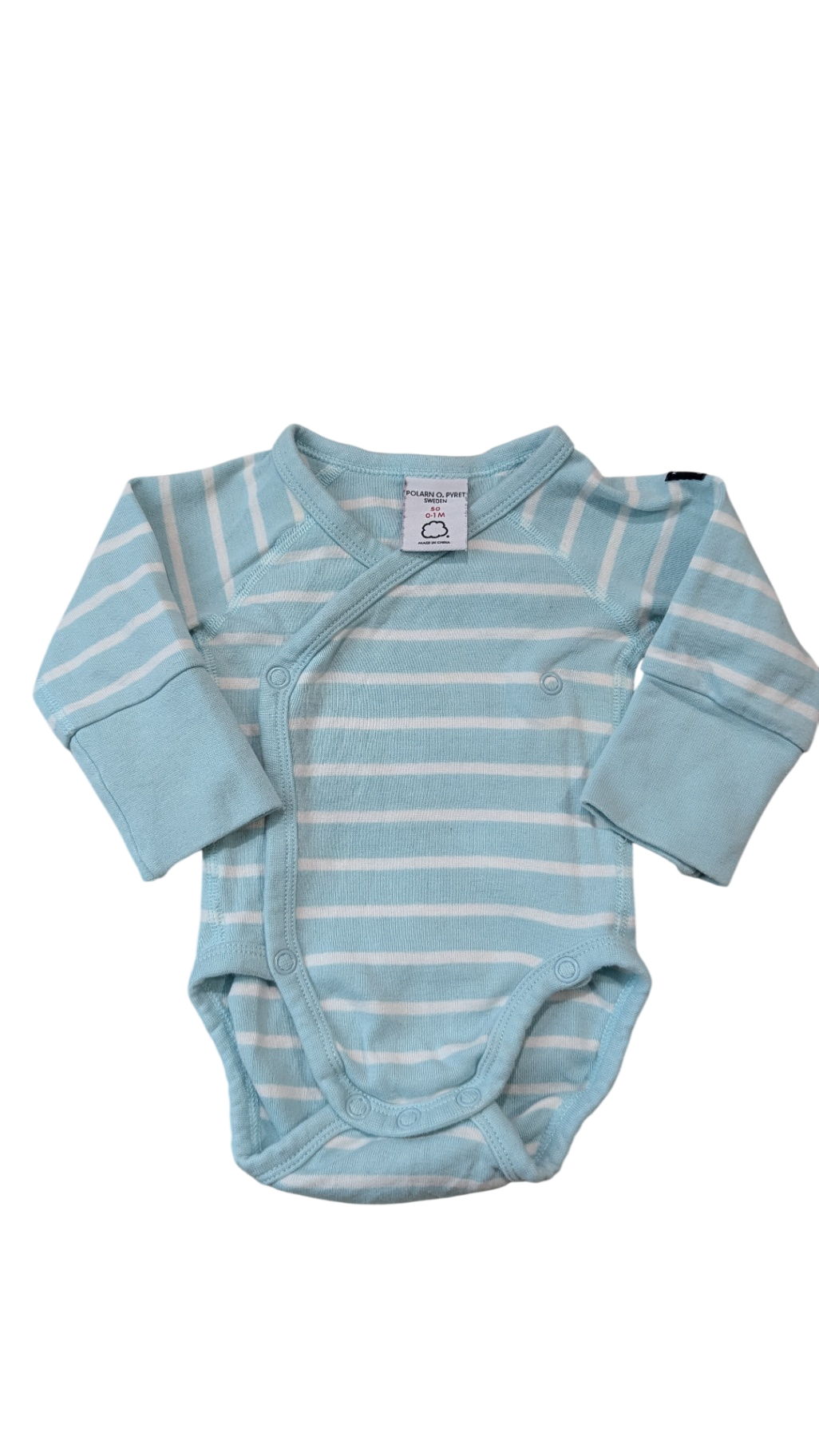 Polarn O. Pyret Bodysuit, Light blue and white, 000