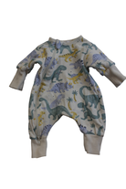 Purebaby Jumpsuit, Cream with dinosaur print, 000