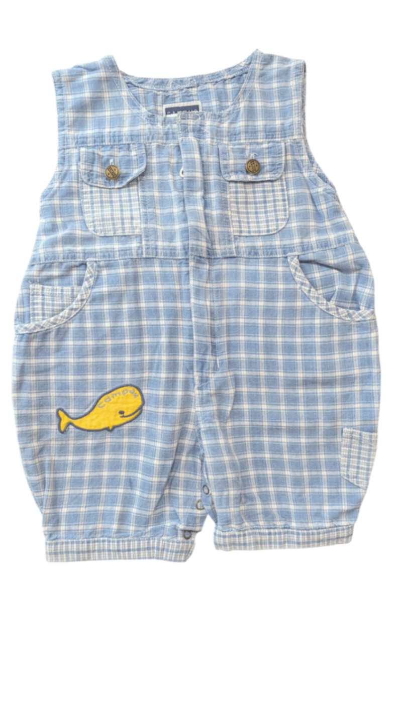 Campus Playsuit, Light blue and white checkered, 74/6-9M