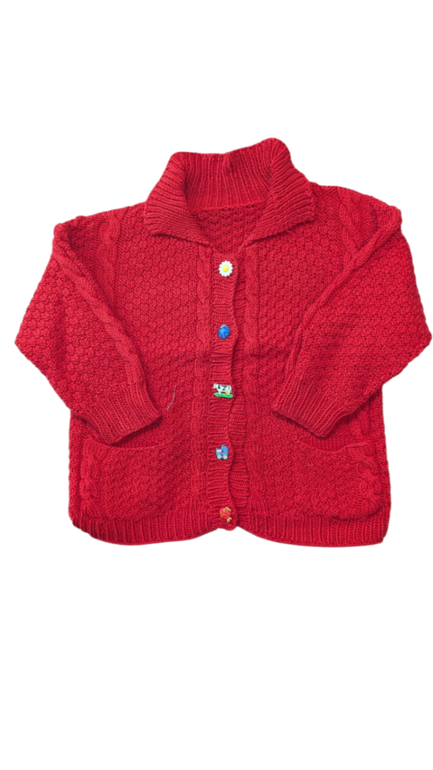 Handknit Jumper, Red, 5-6