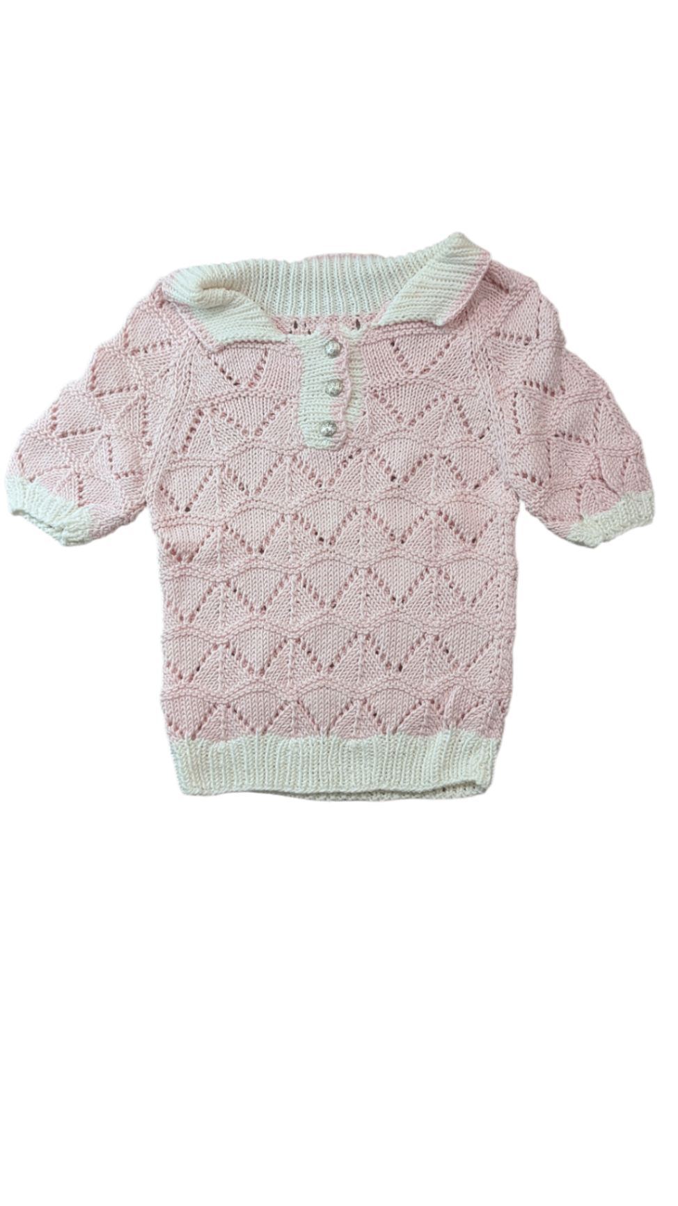Handknit Knitwear, Pink and cream, 9-10