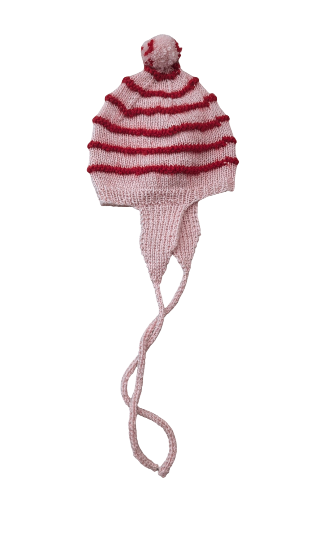 Handknit Hat, Pink and Red, 0
