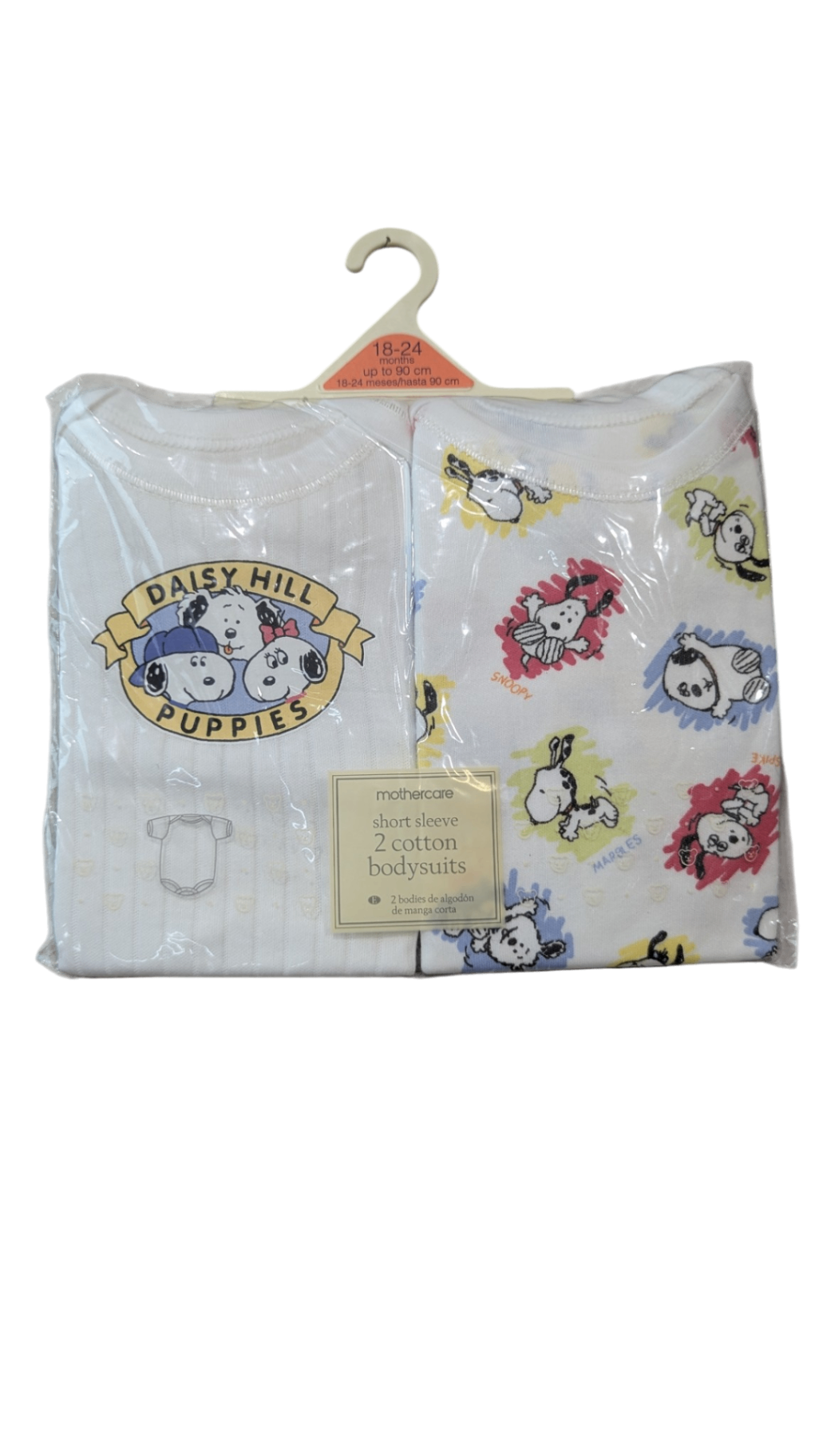 Mothercare Bodysuit, White with colourful Snoopy prints, 2