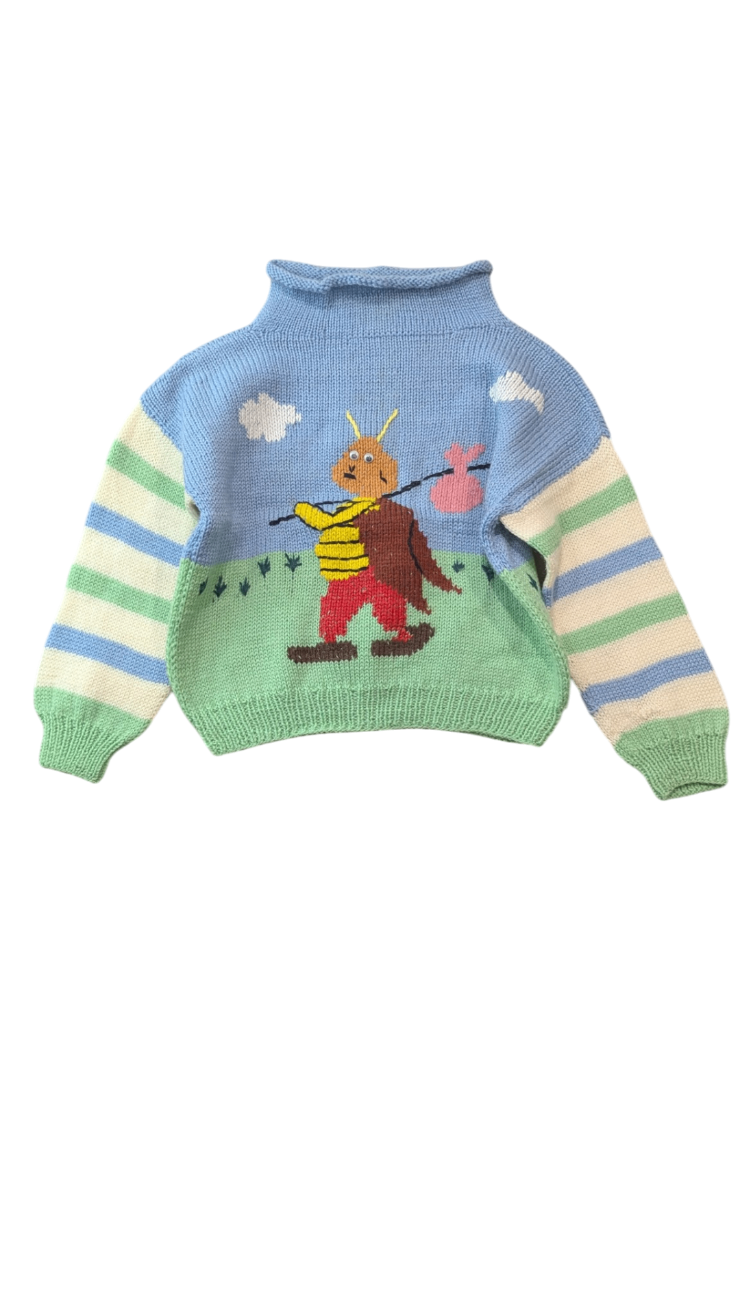 Handknit Jumper, Multi-colored (including blue, red, yellow, green, brown, pink, white, and black), 3