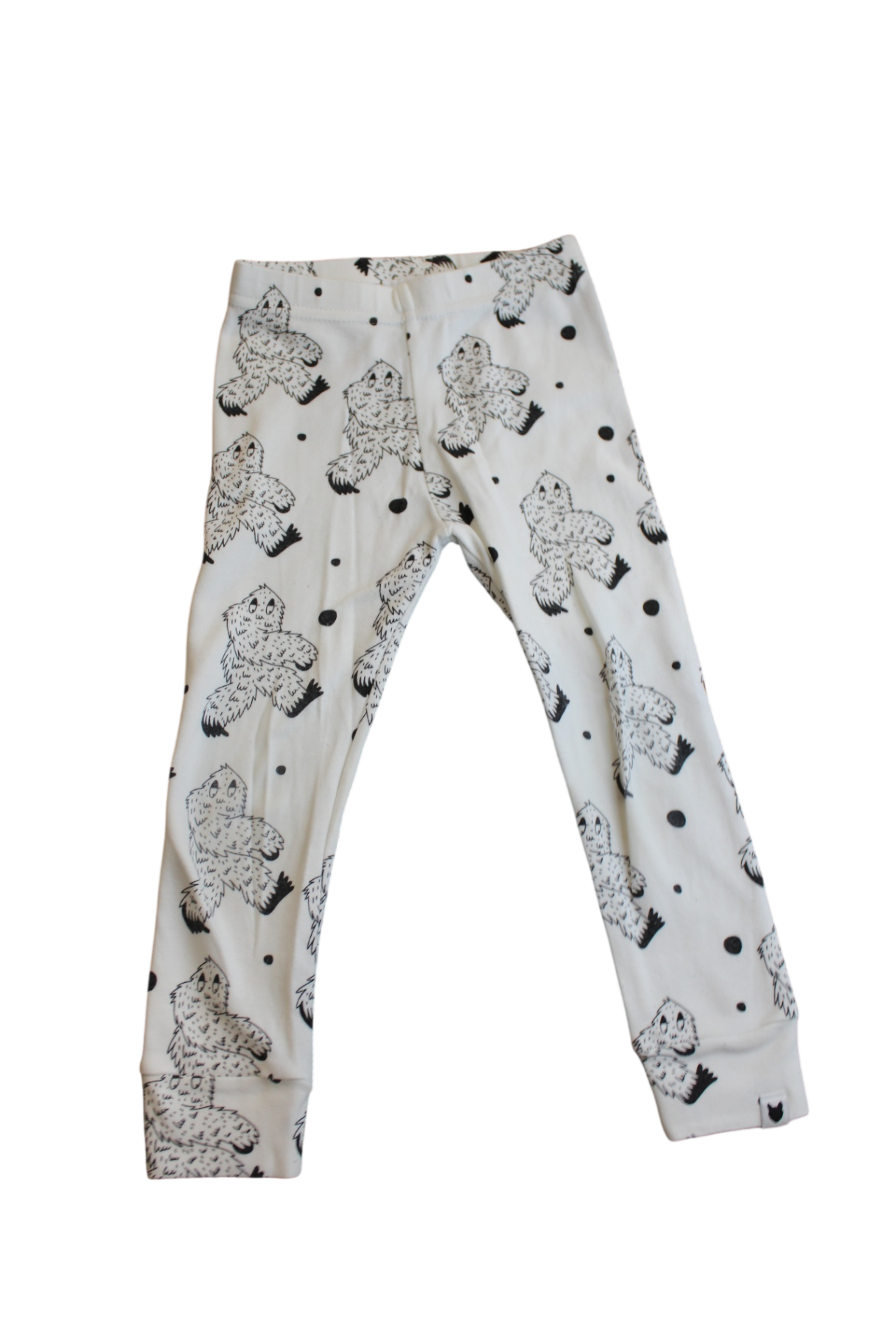 Tobias & the Bear Leggings, White with black print, 2-3