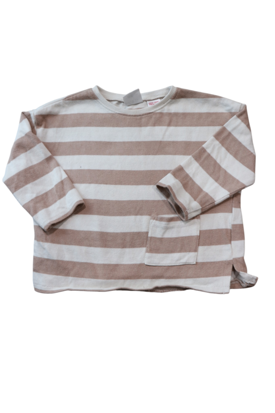 Zara Long-Sleeve T-Shirt, Beige and White, 1