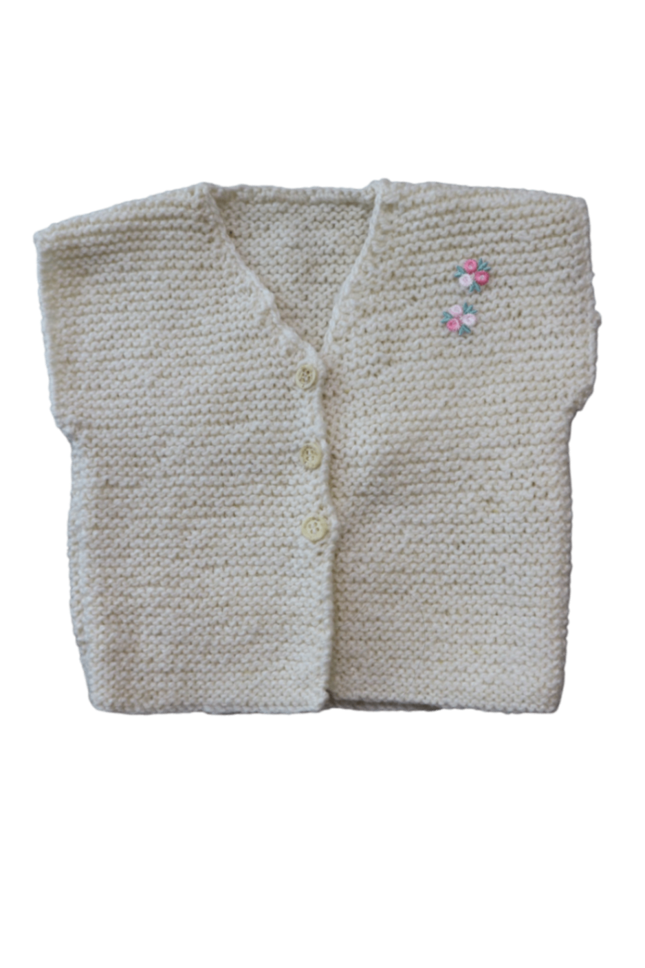 Handknit Knit Vest, Cream, 00