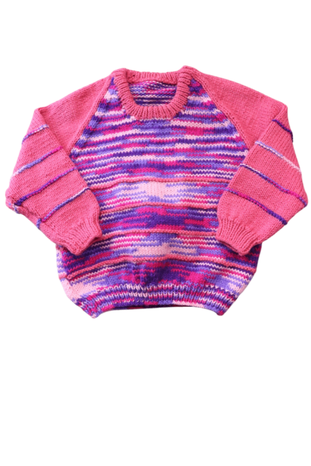Handknit Knitted Sweater, Pink and purple multicolor, 3