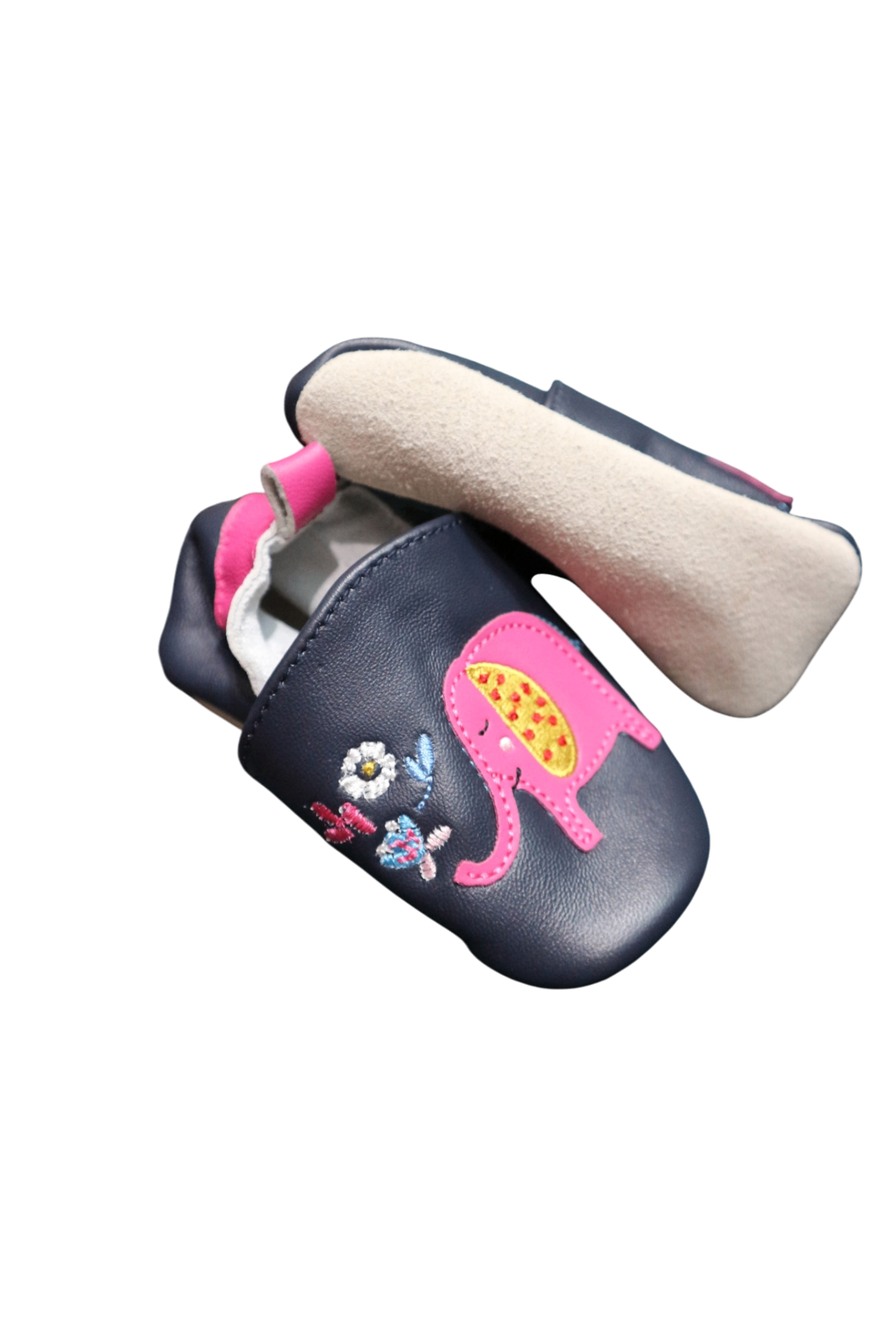 Jojo Maman Bebe Soft Soles, Navy Blue/Pink, 0