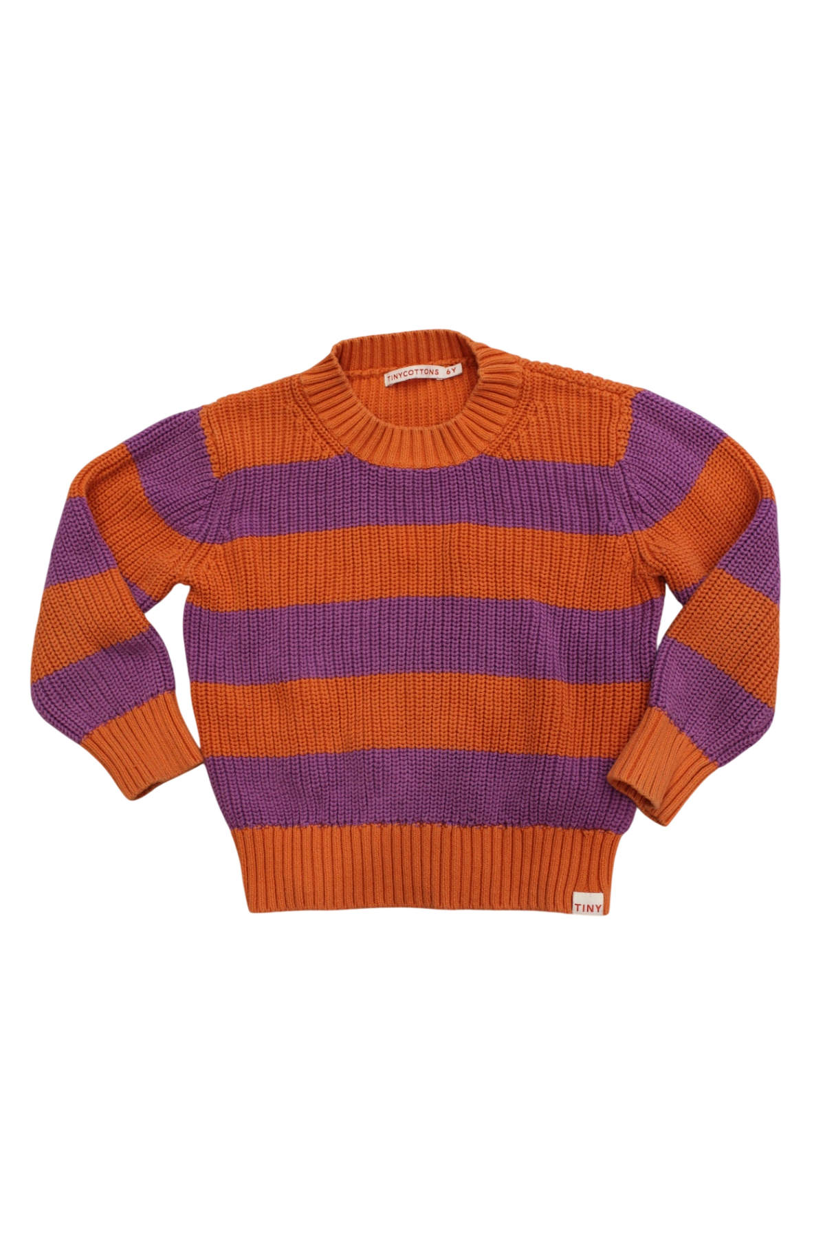 Tiny Cottons Sweater, Orange and purple stripes, 4